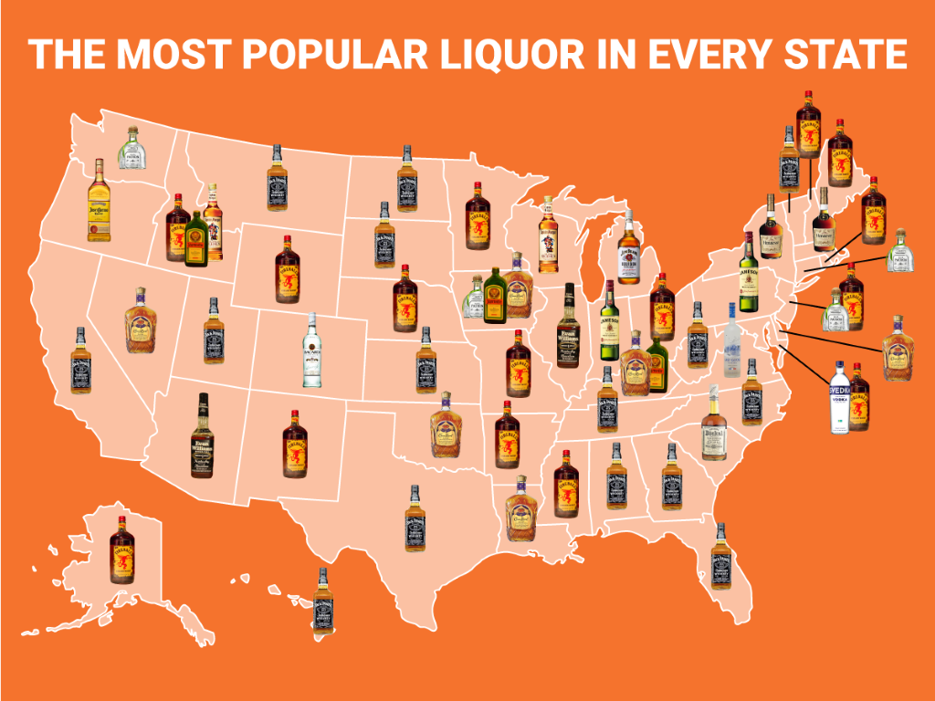 MAP OF THE MOST POPULAR BOOZE IN EACH STATE SugarBang